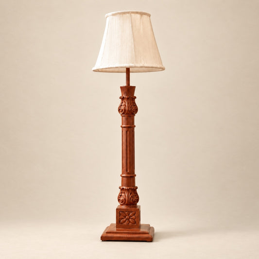 Hand-Carved Pedestal Lamp