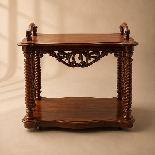 Carved Wood Bar Trolley