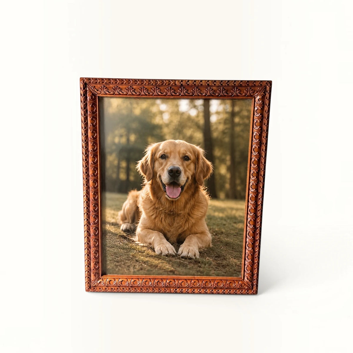 Hand-Carved Floral Wooden Wall Picture Frame