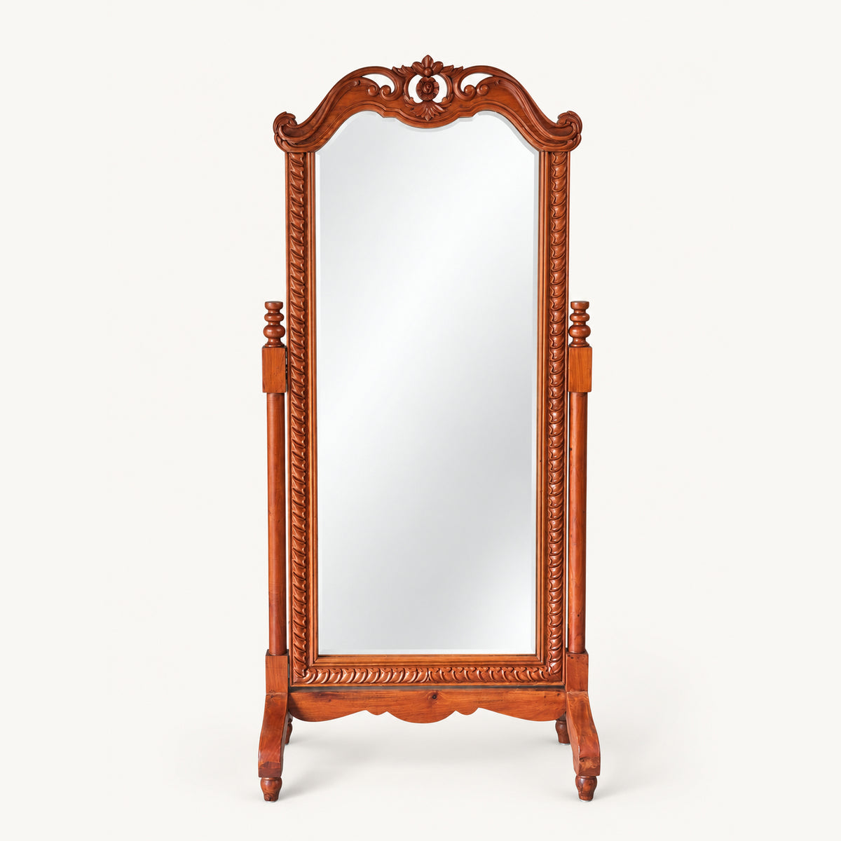 Floral Carved Standing Mirror