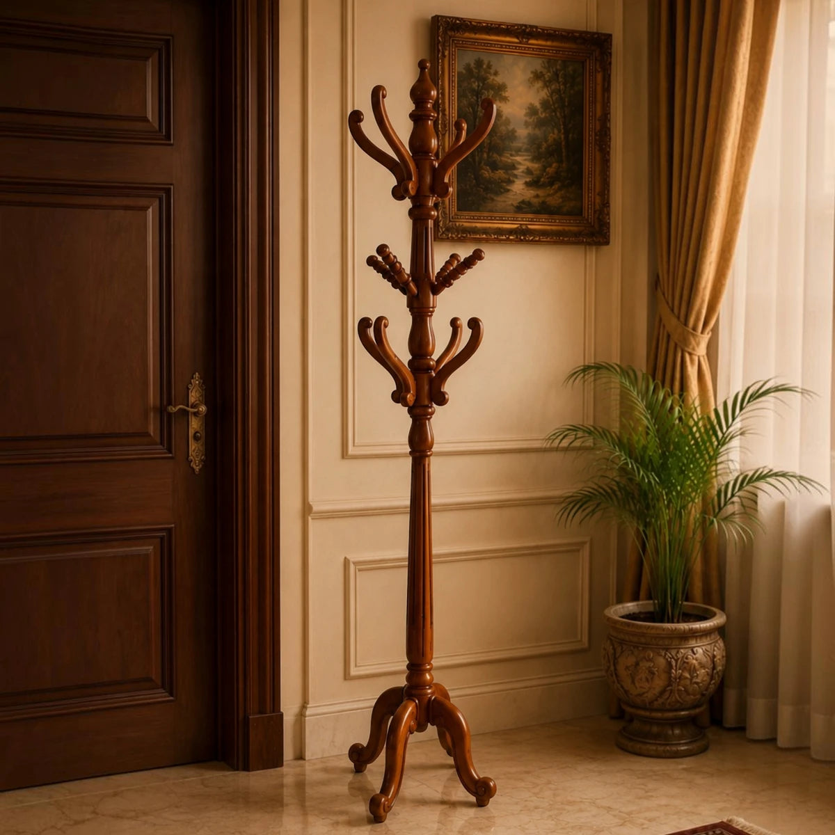Carved Wood Coat Stand