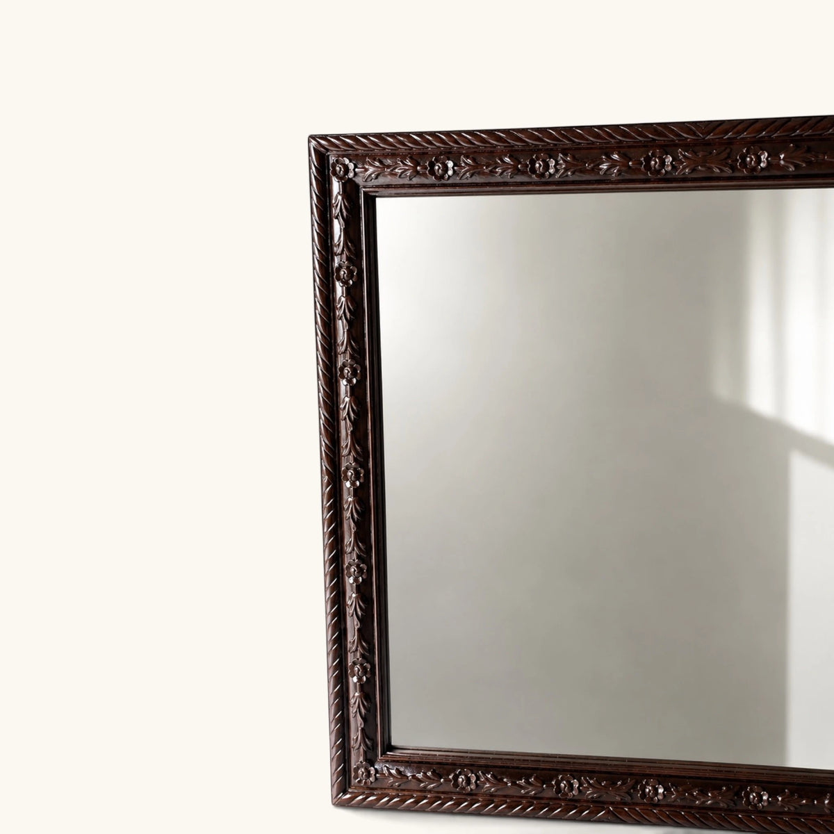 Hand-Carved Floral Wooden Wall & Floor Mirror