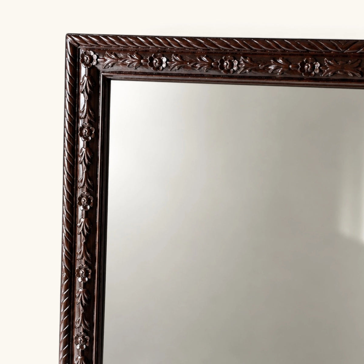 Hand-Carved Floral Wooden Wall & Floor Mirror