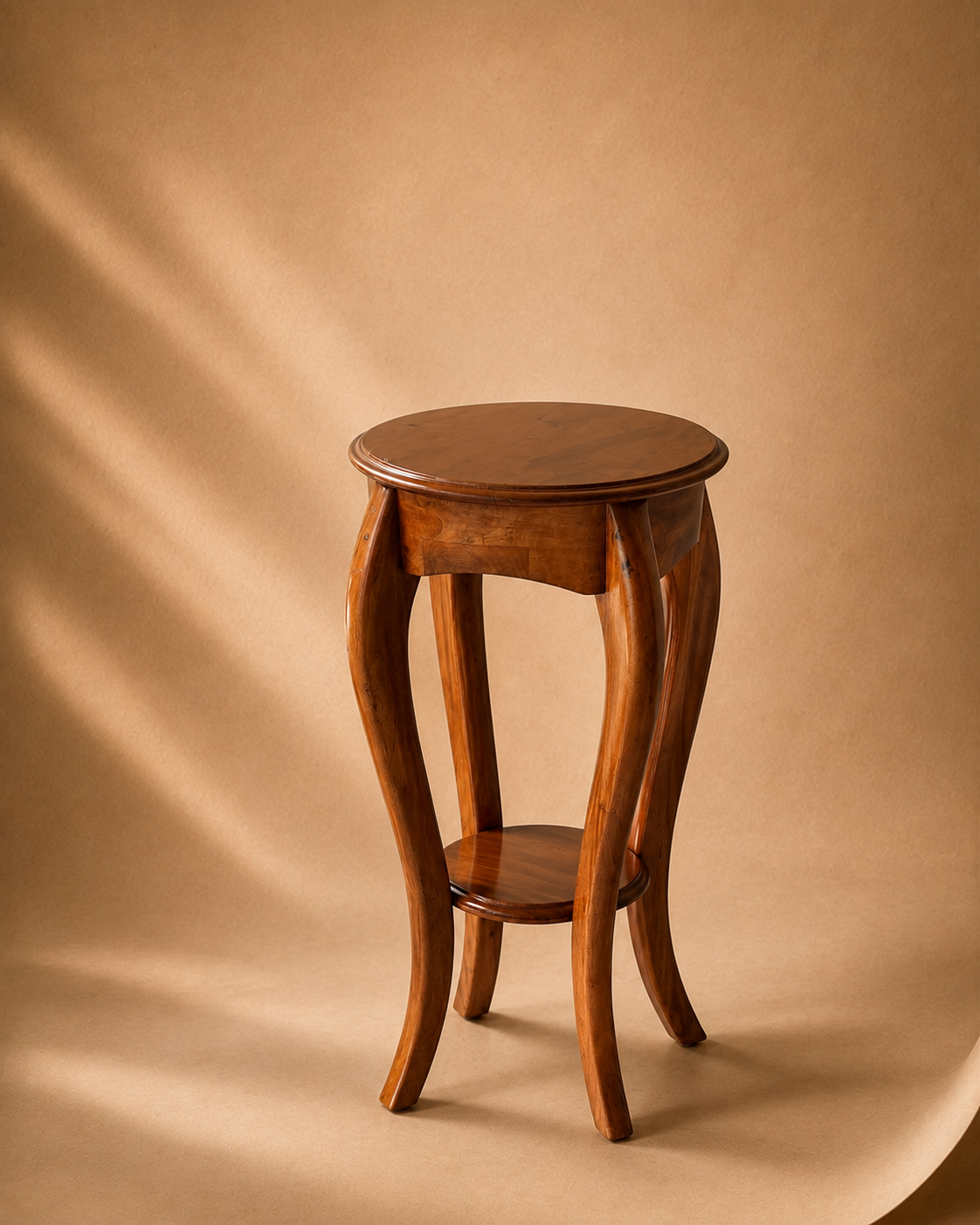 Handcrafted Curved Wooden Pedestal & Accent Stand