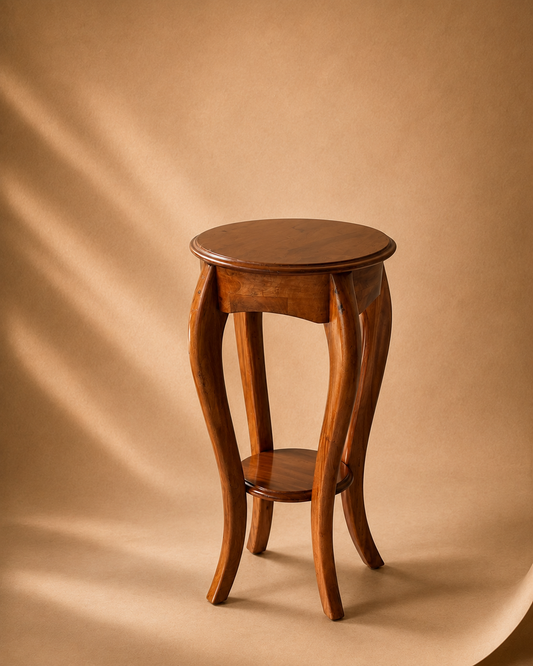 Handcrafted Curved Wooden Pedestal & Accent Stand