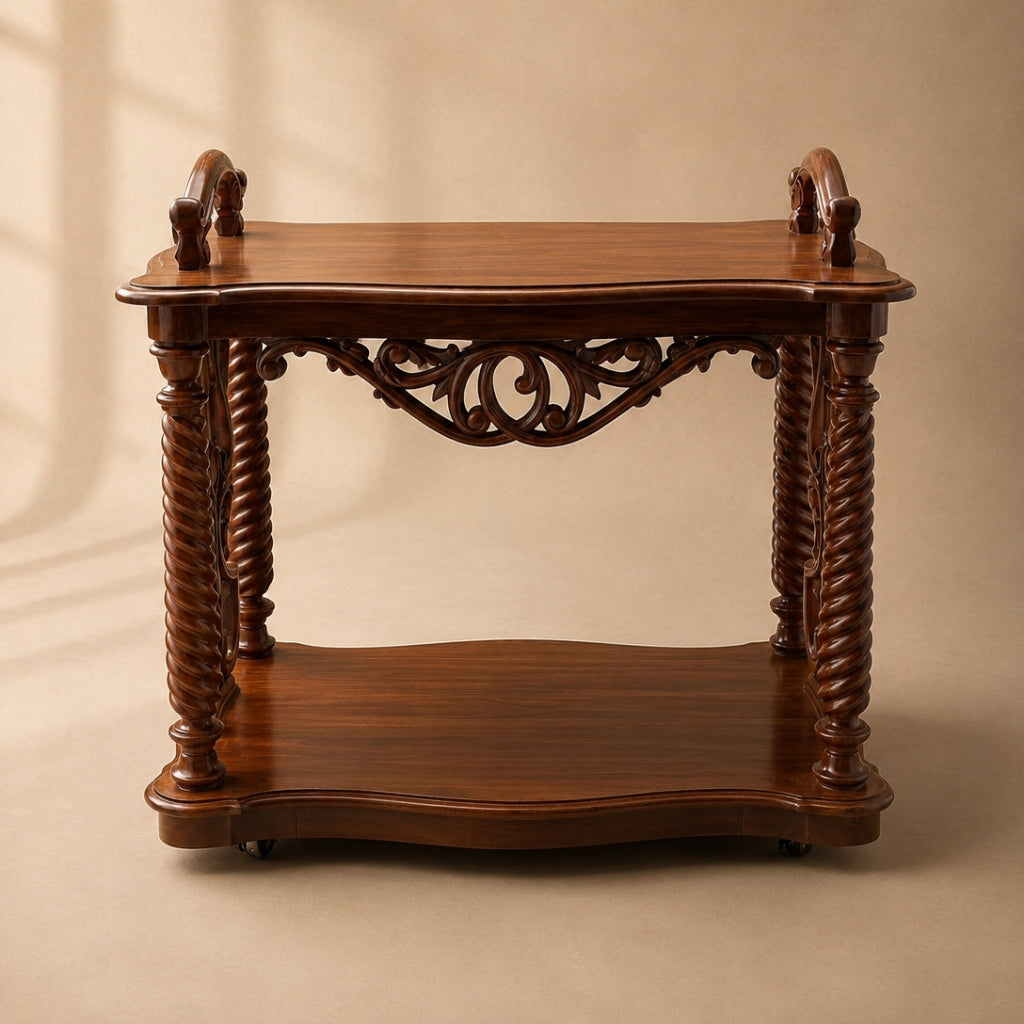 Carved Wood Bar Trolley
