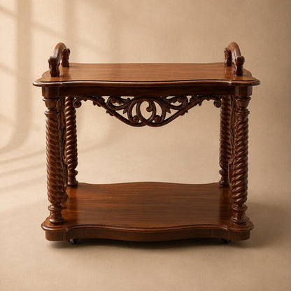 Carved Wood Bar Trolley
