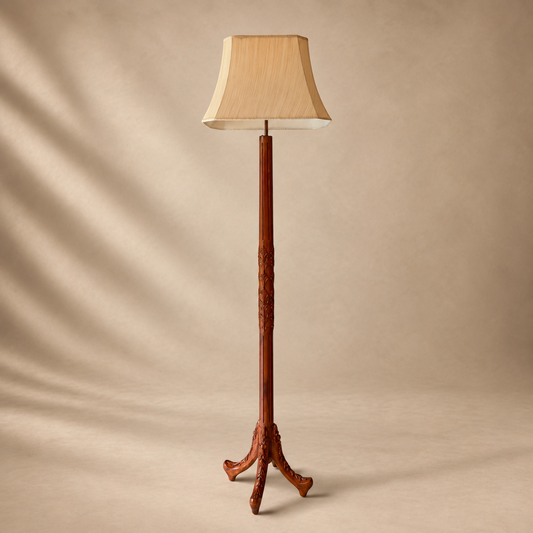 Carved Tripod Floor Lamp