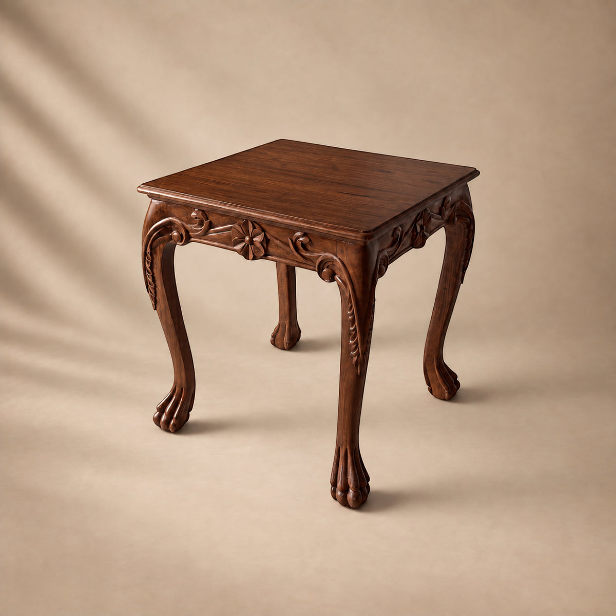 Hand-Carved Rosette Accent Table