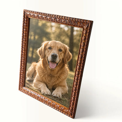 Hand-Carved Floral Wooden Wall Picture Frame
