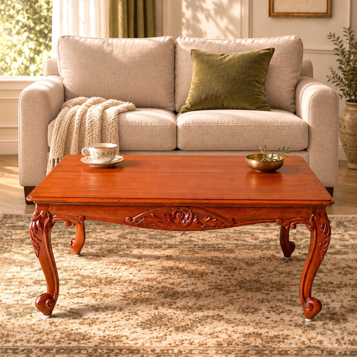 Floral Motif Carved Centre Table