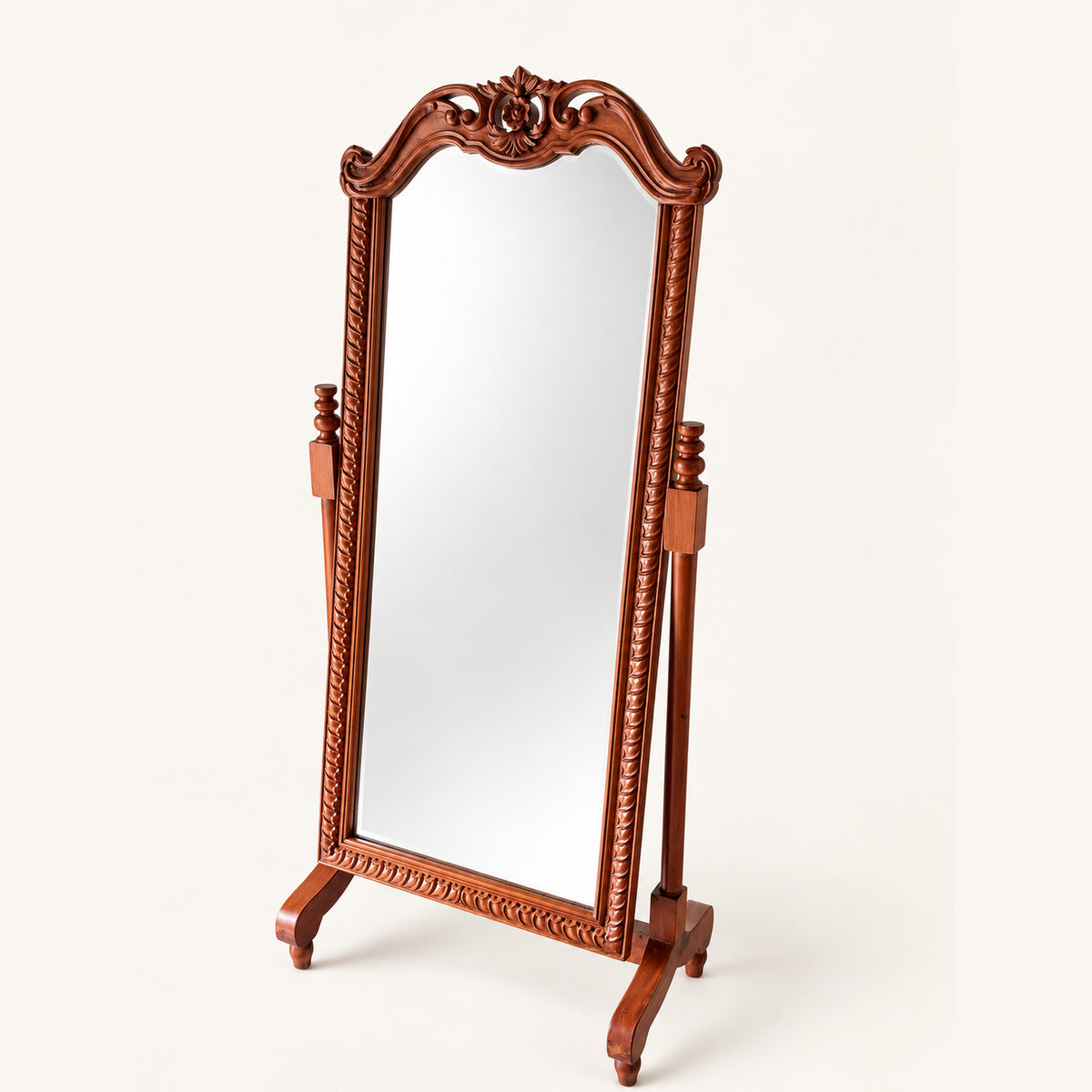Floral Carved Standing Mirror