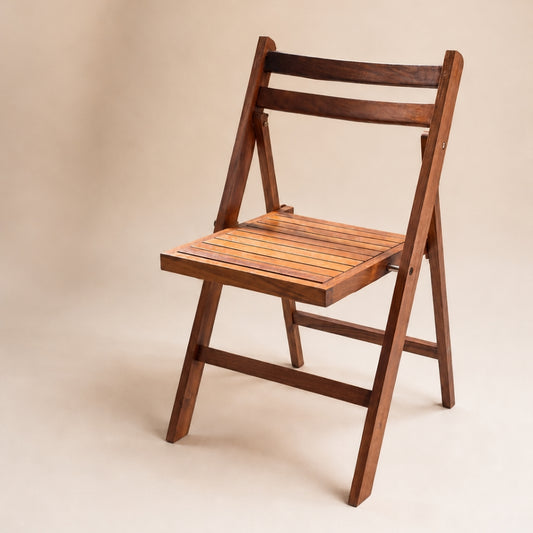 Solid Wood Slatted Folding Chair