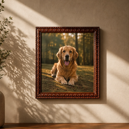 Hand-Carved Floral Wooden Wall Picture Frame
