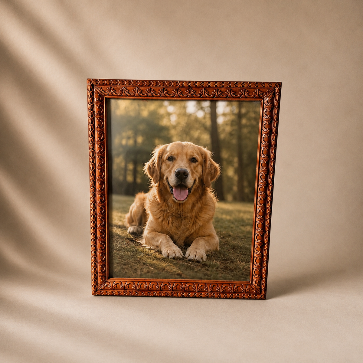 Hand-Carved Floral Wooden Wall Picture Frame