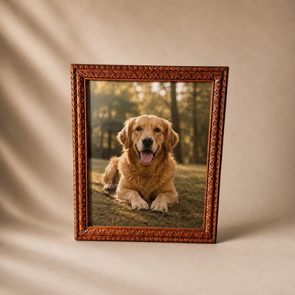 Hand-Carved Floral Wooden Wall Picture Frame
