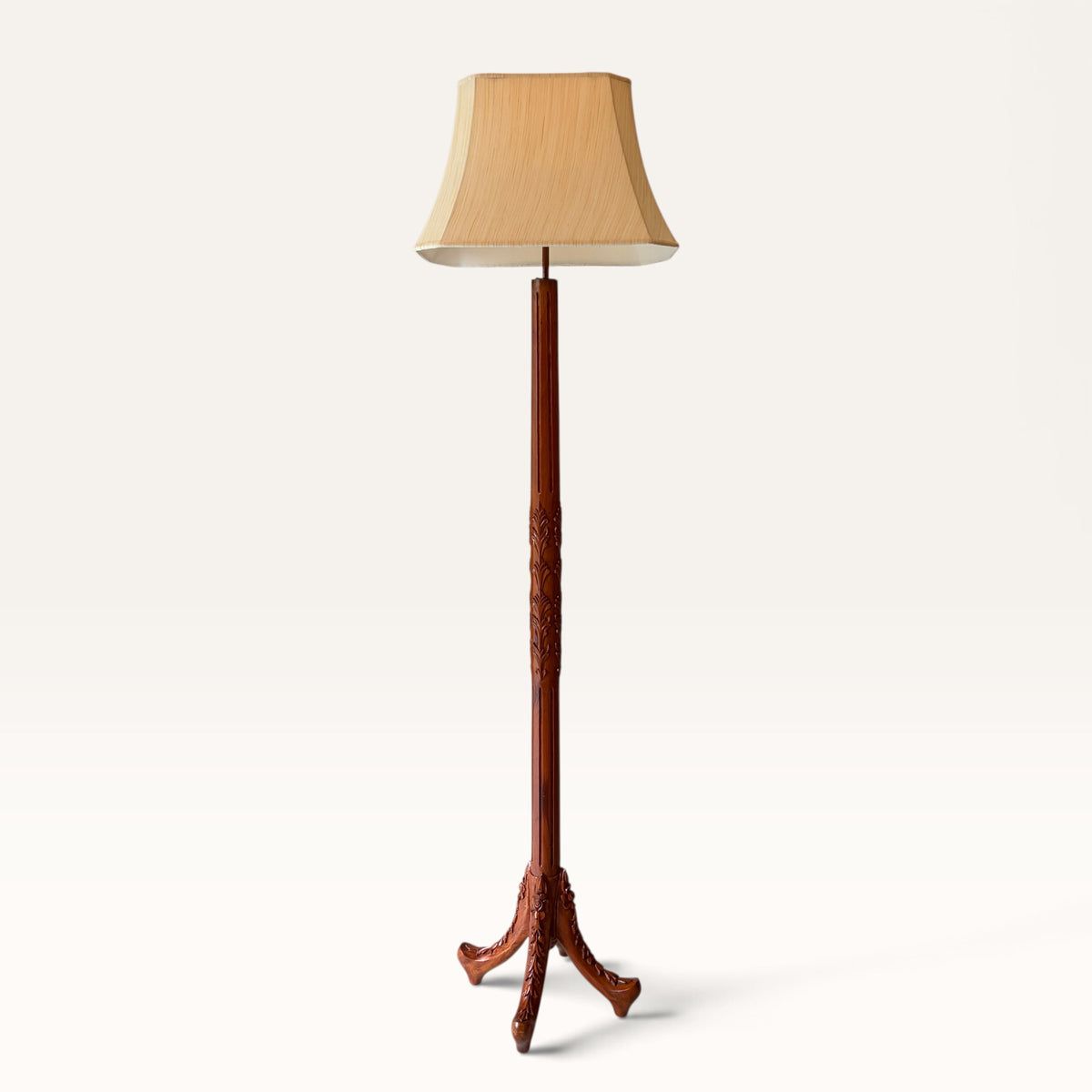 Carved Tripod Floor Lamp