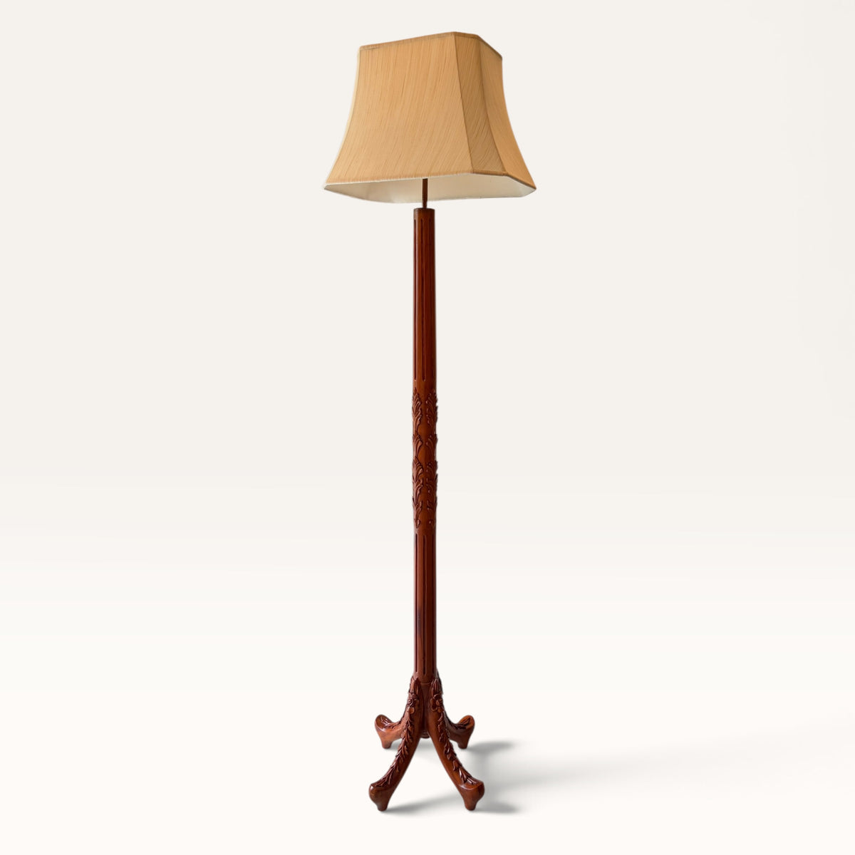 Carved Tripod Floor Lamp