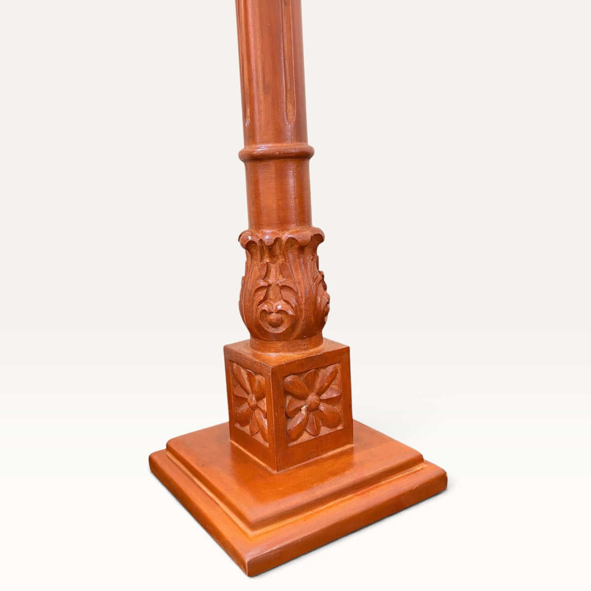 Hand-Carved Pedestal Lamp