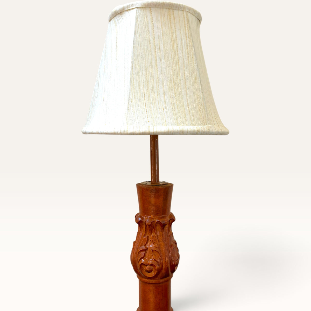 Hand-Carved Pedestal Lamp
