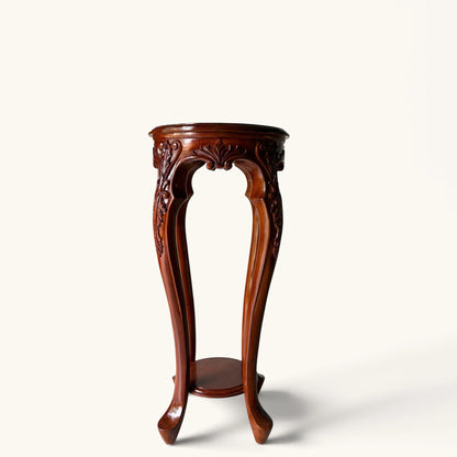 Handcrafted Carved Wood Plant & Display Stand