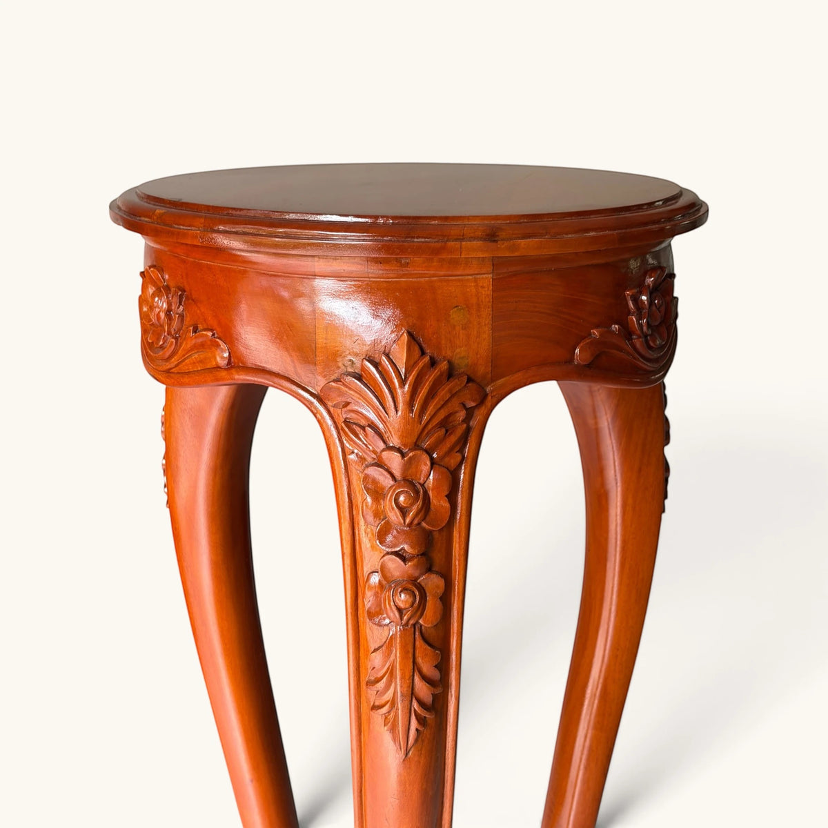 Hand-Carved Wood Accent & Plant Stand