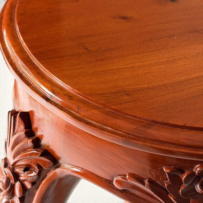Hand-Carved Wood Accent & Plant Stand