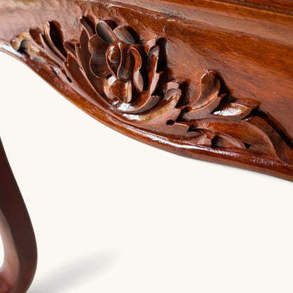 Hand-Carved Floral Wood Sofa Side Table