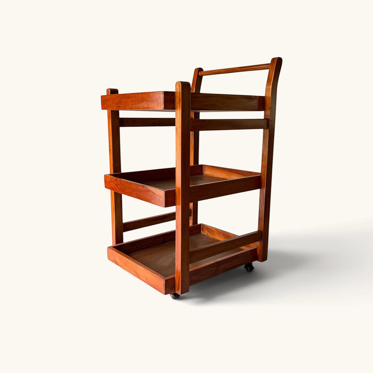 Minimalist 3-Tier Wooden Serving & Coffee Cart