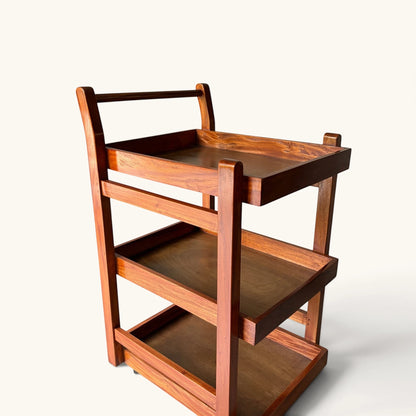Minimalist 3-Tier Wooden Serving & Coffee Cart