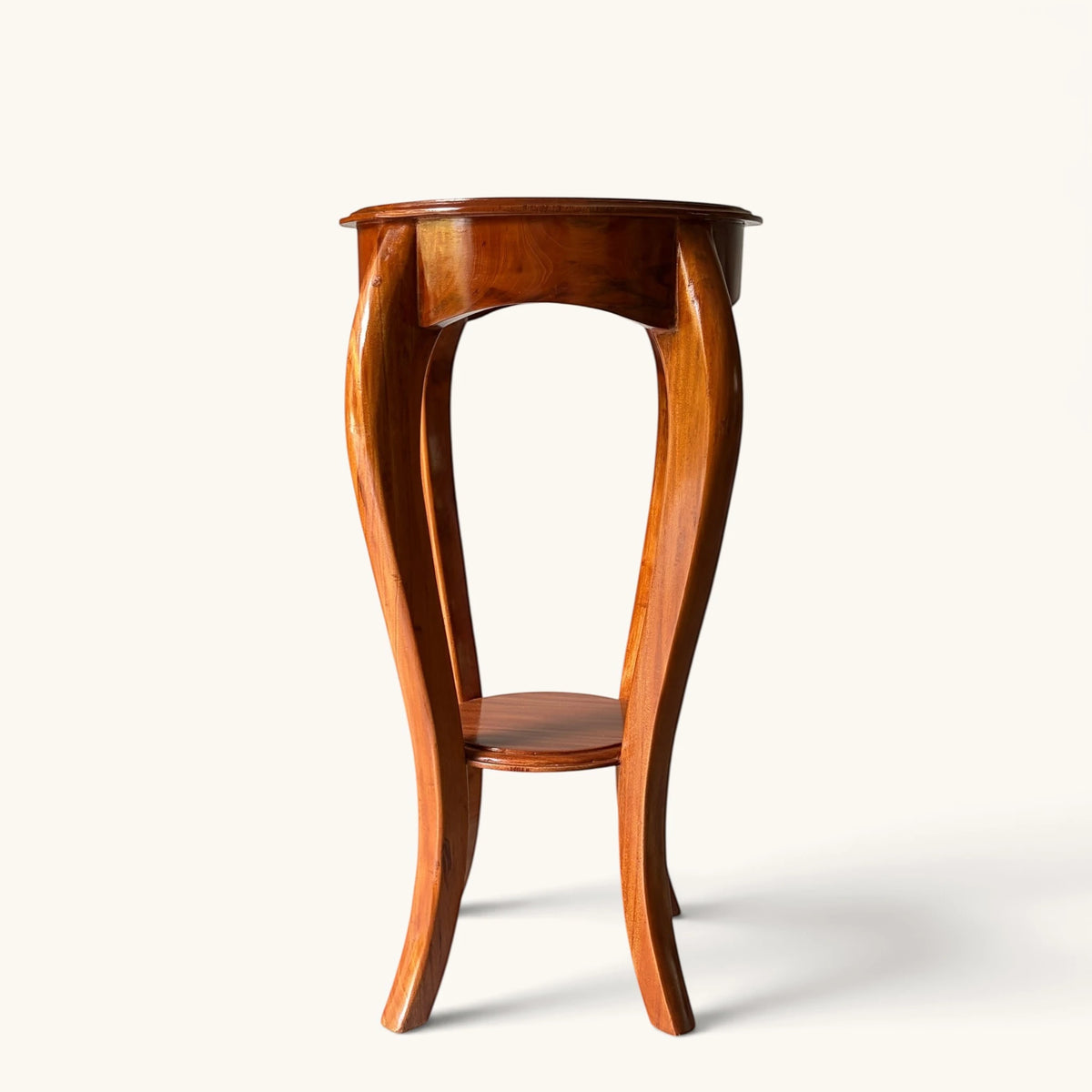 Handcrafted Curved Wooden Pedestal & Accent Stand