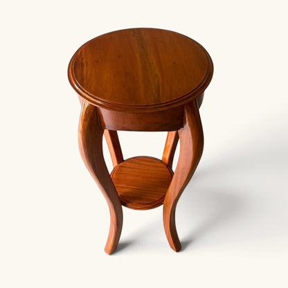 Handcrafted Curved Wooden Pedestal & Accent Stand