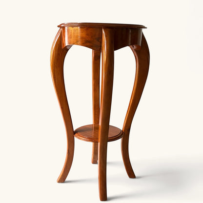 Handcrafted Curved Wooden Pedestal & Accent Stand