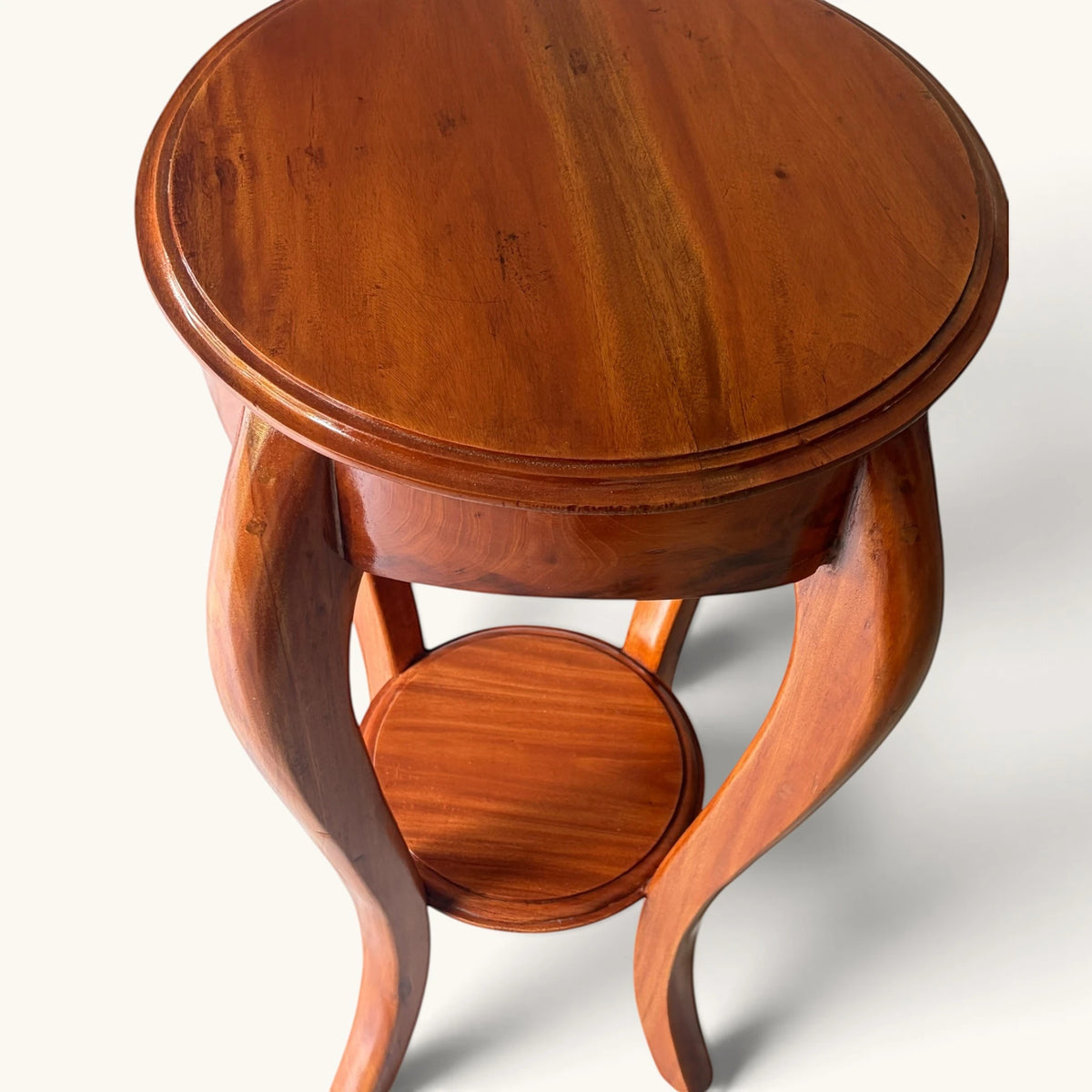 Handcrafted Curved Wooden Pedestal & Accent Stand
