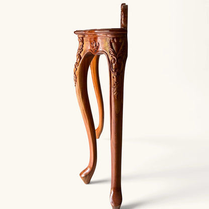 Ornate Carved Wood Console Table with Crest