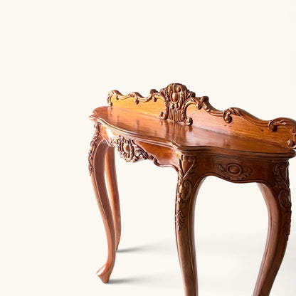 Ornate Carved Wood Console Table with Crest