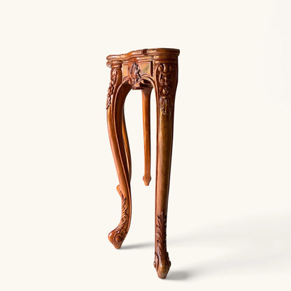 Hand-Carved Floral Wood Console Table