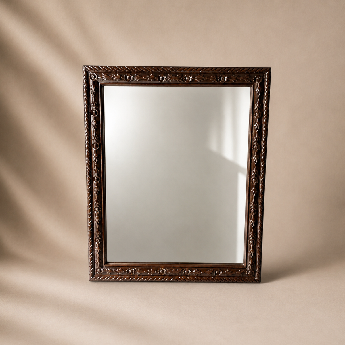 Hand-Carved Floral Wooden Wall & Floor Mirror