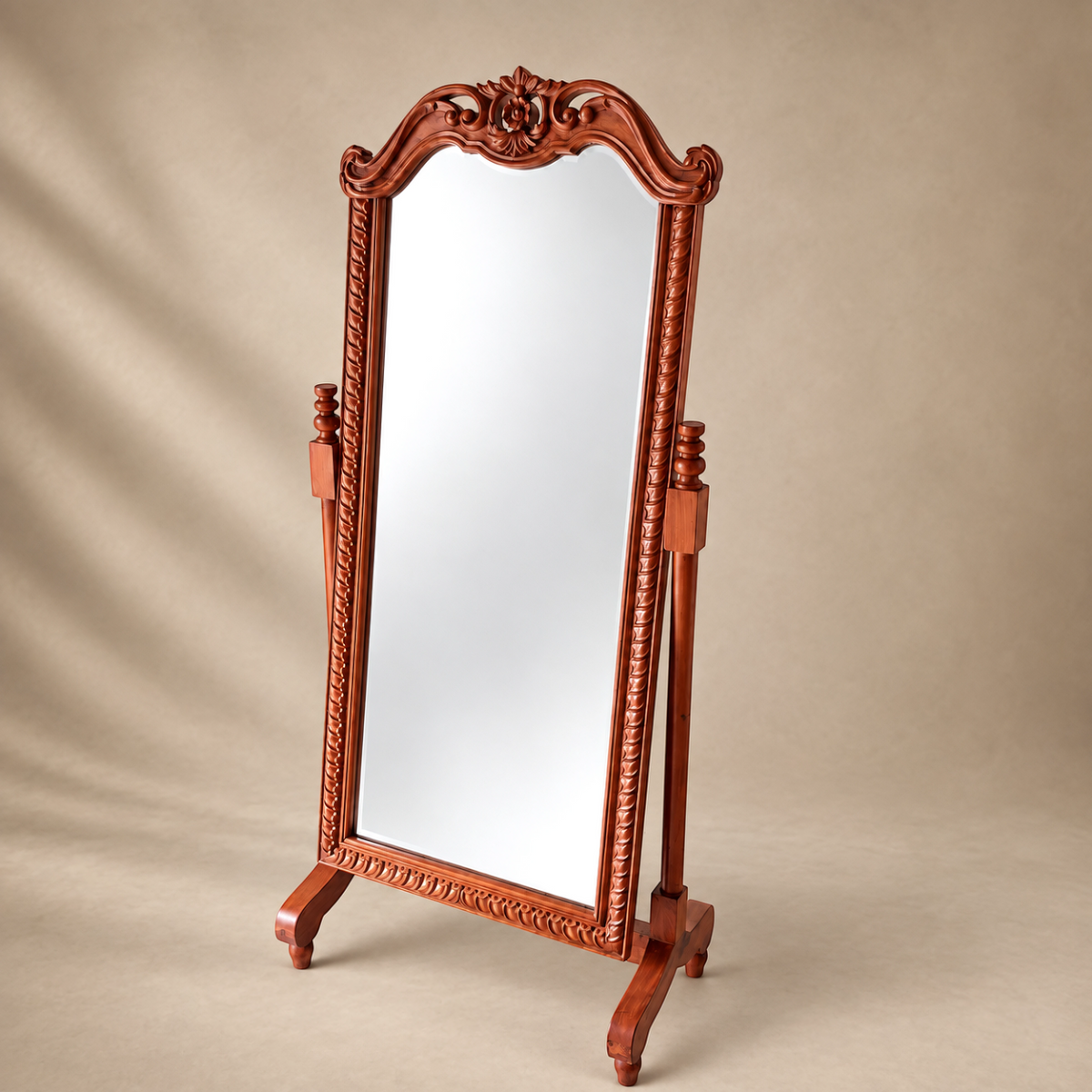 Floral Carved Standing Mirror