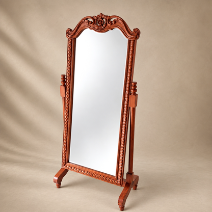Floral Carved Standing Mirror