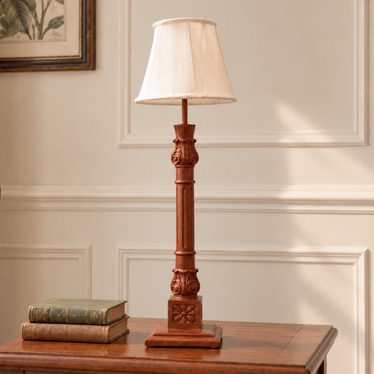Hand-Carved Pedestal Lamp