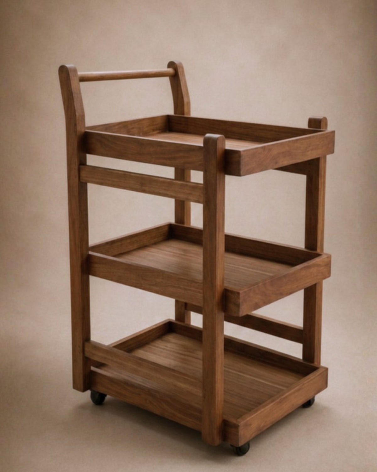 Minimalist 3-Tier Wooden Serving & Coffee Cart