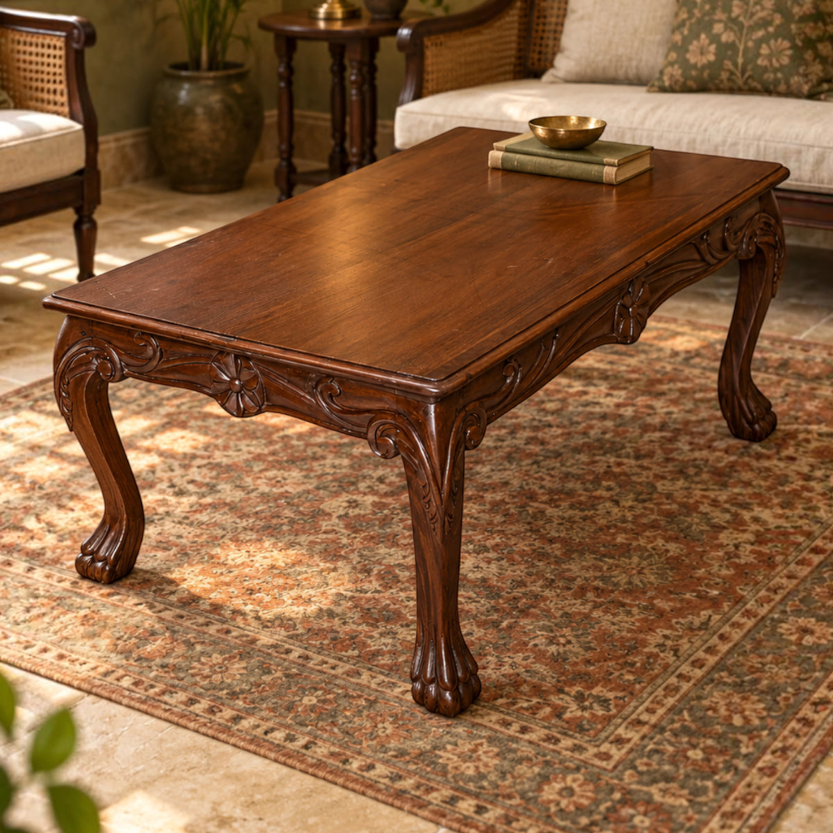 Ornate Carved Wood Centre Table