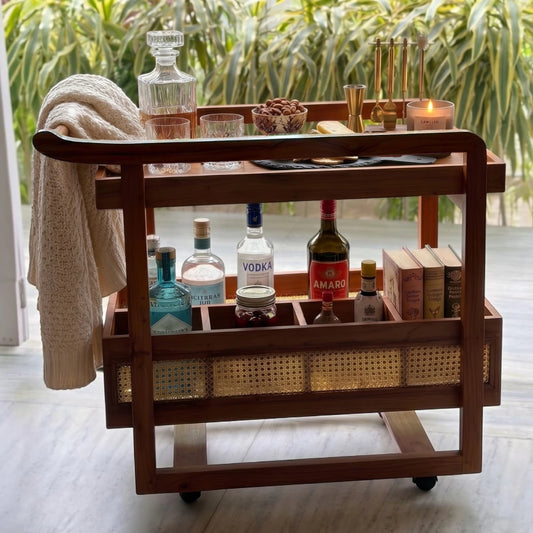 Cane & Wood Bar Cart